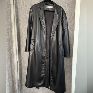 Zara Black Pleather Trench Coat